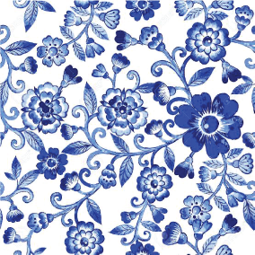 Blue & White Watercolour Flowers