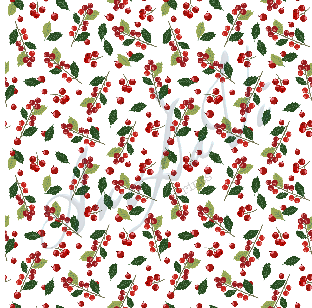 Christmas Holly Berry White